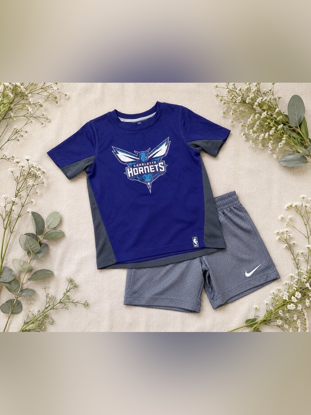 Nike Charlotte Hornets Dri-FIT Outfit| Boys Size 6 | NBA Shirt & Shorts Bundle